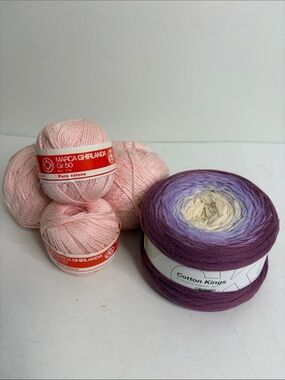 Cotton Yarn Bundle Pink White Purple 2 Fine 3 DK Knitting Crochet Socks Crafts
